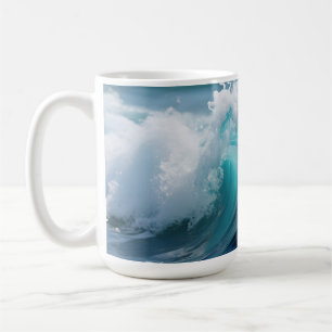 Turquoise Ocean Wave Golden Swirl Coffee Mug