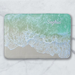 Turquoise Ocean Wave, Personalise Name or Monogram Bath Mat