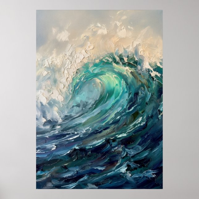 Turquoise Ocean Wave Poster (Front)