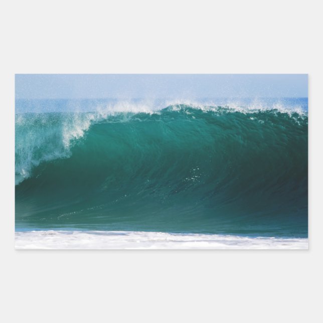 Turquoise Ocean Wave Rectangular Sticker (Front)