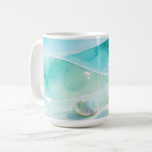 Turquoise Ocean Wave Seashell Coffee Mug