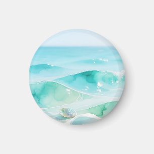 Turquoise Ocean Wave Seashell Magnet