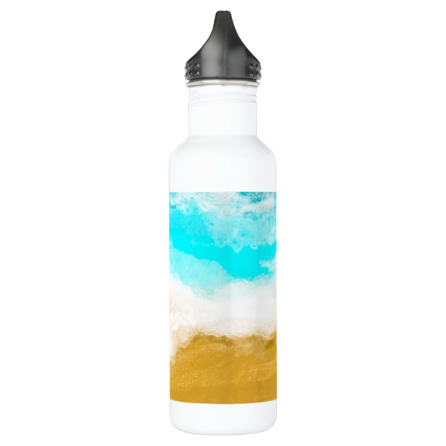 Turquoise Ocean Waves Hitting the Sand   710 Ml Water Bottle (Left)