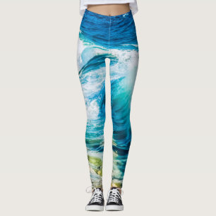 Turquoise Ocean Waves Leggings