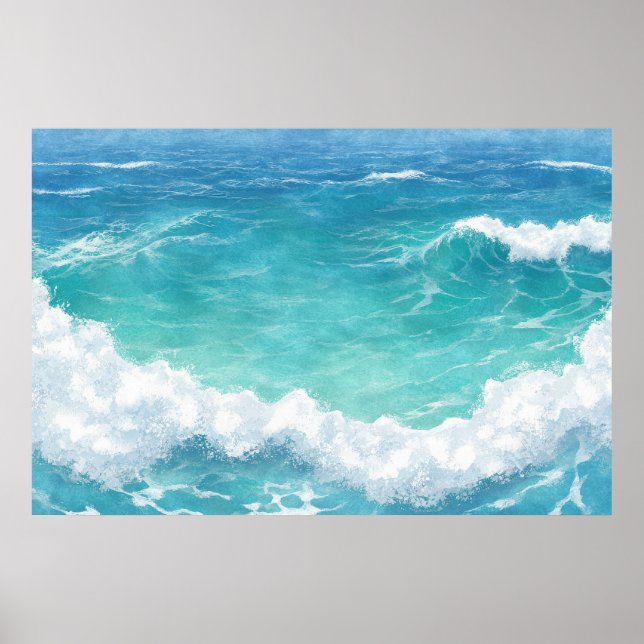 Turquoise ocean waves poster (Front)