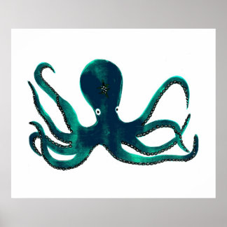 Turquoise Octopus Poster