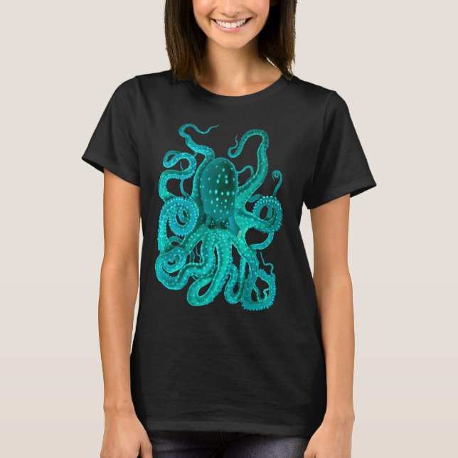 Turquoise Octopus Too T-Shirt (Front)