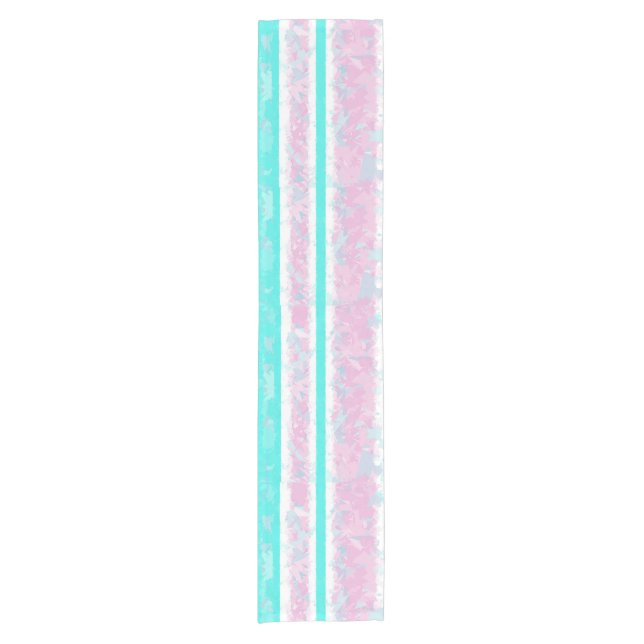 Turquoise, Off-White and Pink Stripes Table Runner (Front)