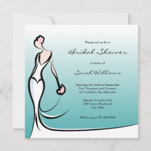 Turquoise Ombre Bridal Shower Invitations