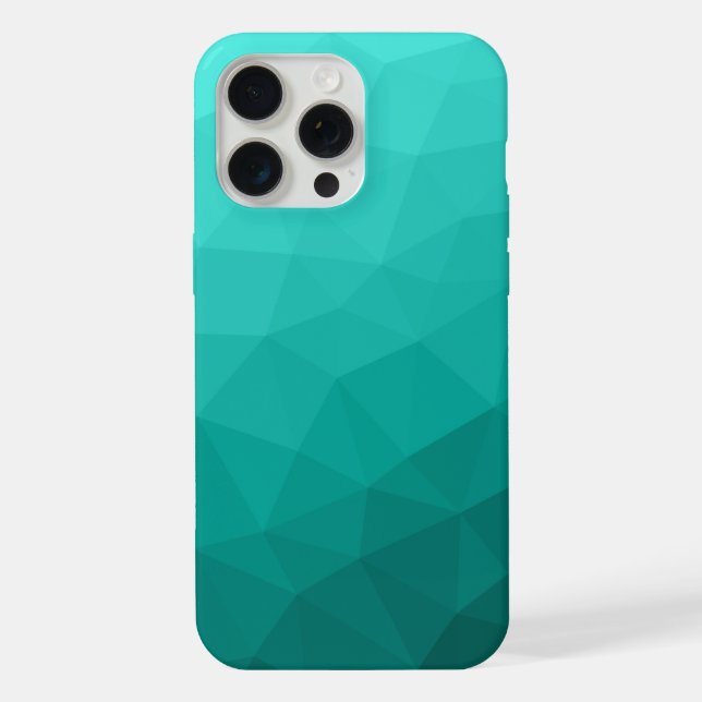 Turquoise ombre gradient geometric mesh pattern iPhone case (Back)