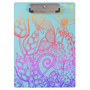 Turquoise Ombre rainbow Butterfly Clipboard