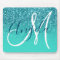 Turquoise Ombre Teal Faux Glitter Monogram