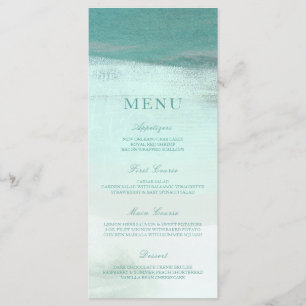 Turquoise Ombre Watercolor Beach Wedding Menu