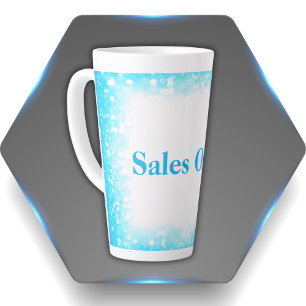 Turquoise on White, Monogram - Glitter Latte Mug