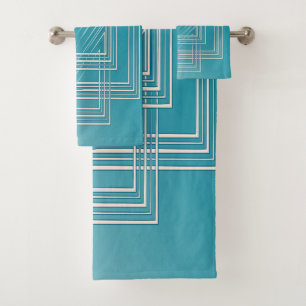 Turquoise opal white bath towel set