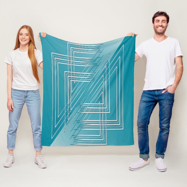 Turquoise opal white fleece blanket (In Situ)