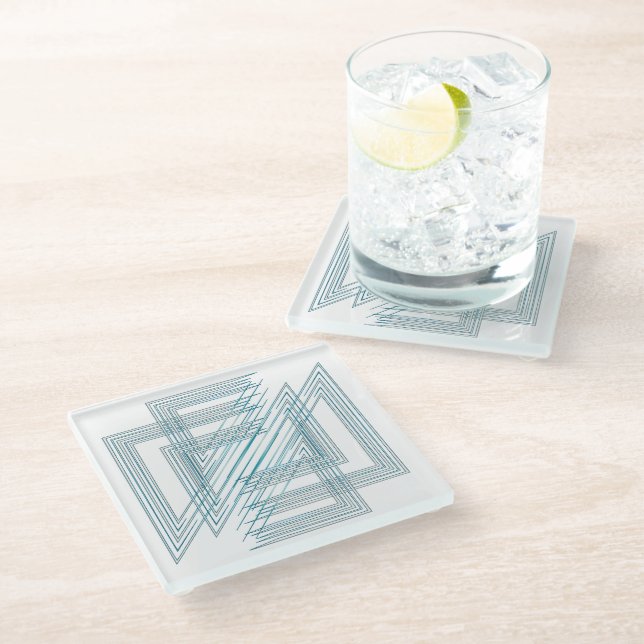 Turquoise opal white glass coaster (Angled)