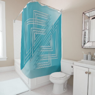 Turquoise opal white shower curtain
