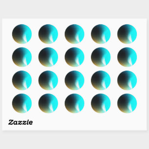 Turquoise Orange Abstract Gradient Mesh Art Classic Round Sticker