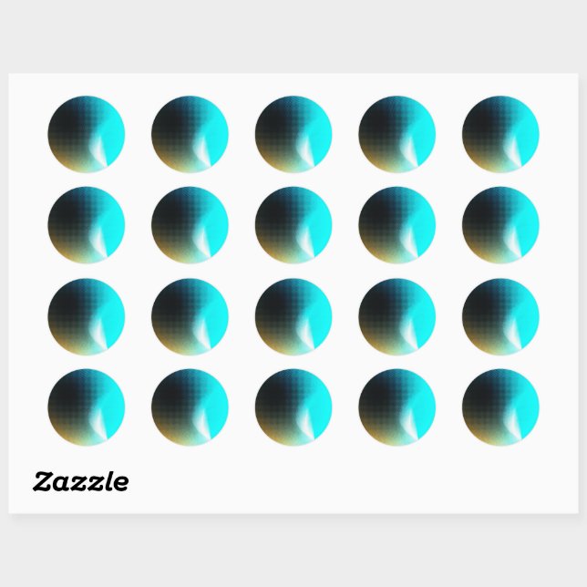 Turquoise Orange Abstract Gradient Mesh Art Classic Round Sticker (Sheet)