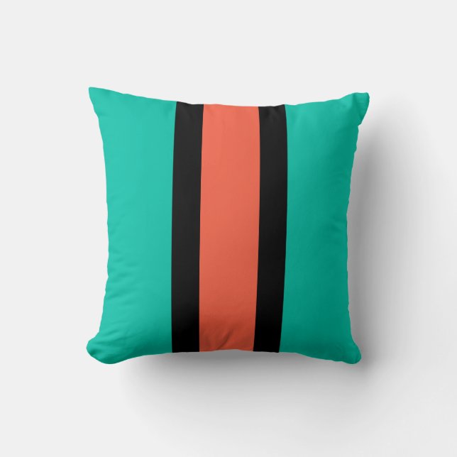 Turquoise, Orange and Black Cushion (Front)