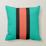 Turquoise, Orange and Black Cushion<br><div class="desc">A colourful colour block pattern with turquoise / aqua,  orange and black stripes similar to a liquorice allsorts image.</div>