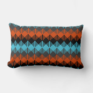 Turquoise orange and black geometric lumbar cushion