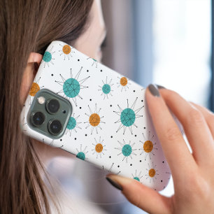 Turquoise Orange Franciscan Starburst Mid Century iPhone 14 Case