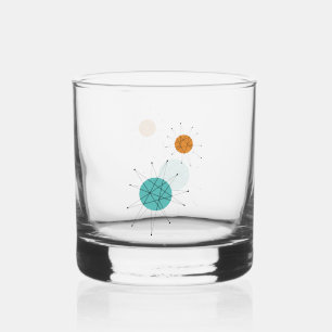Turquoise Orange Franciscan Starburst Midcentury Whiskey Glass