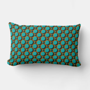 Turquoise & Orange Geometric Pattern Lumbar Cushion