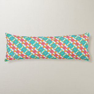 Turquoise Orange Modern Aztec Body Pillow