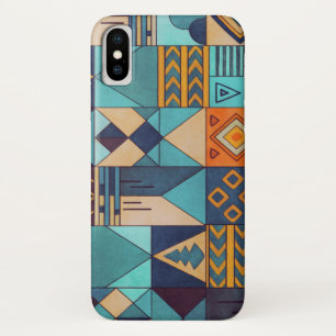 Turquoise & Orange Patchwork  iPhone X Case