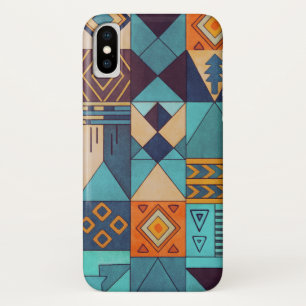 Turquoise & Orange Patchwork  iPhone X Case
