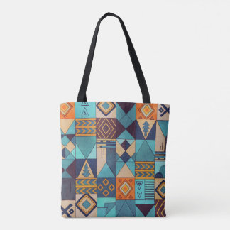 Turquoise & Orange Patchwork Tote