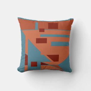 Turquoise Orange Red Geometric Southwest Look Cushion