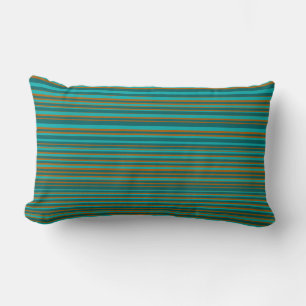 Turquoise & Orange Simple Modern Stripes Lumbar Cushion