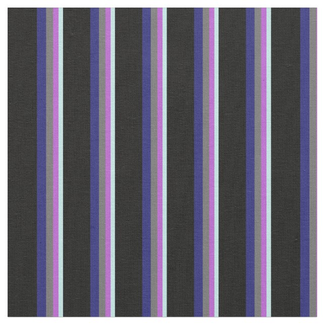 Turquoise, Orchid, Dim Grey, Midnight Blue & Black Fabric (Close Up)