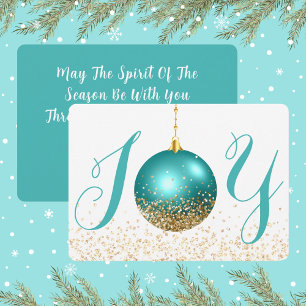 Turquoise Ornament Joy Christmas Greeting Holiday Card