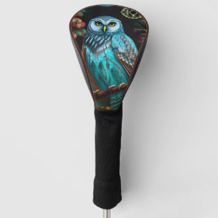 Turquoise owl golf head cover