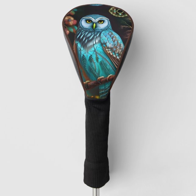 Turquoise owl golf head cover (Front)
