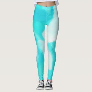 Turquoise Paint Splatter Leggings