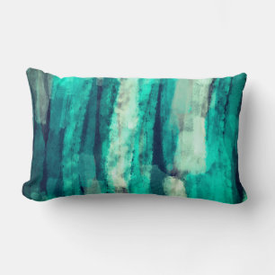 turquoise painted stripes artistic home decor lumbar cushion