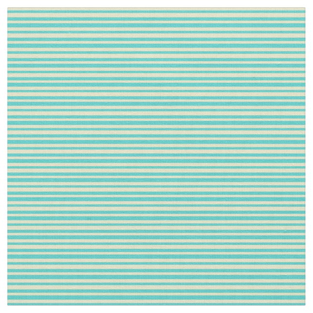 Turquoise & Pale Goldenrod Stripes/Lines Pattern Fabric (Close Up)