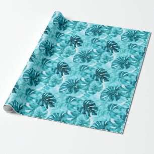 Turquoise Palm Fronds Wrapping Paper