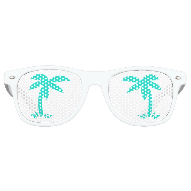 Turquoise palm trees retro sunglasses (Front)