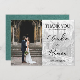 Turquoise Paris Passport Thank You Card