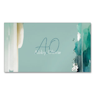 Turquoise pastel blue green abstract simple Magnetic business card