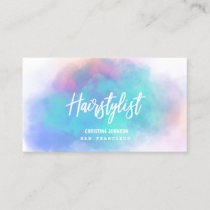 turquoise pastel watercolor cloud business card