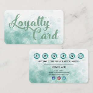 Turquoise pastel watercolor Texture Foil effect Loyalty Card
