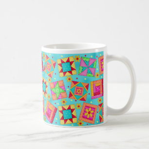 Turquoise Patchwork Quilt Design Mug
